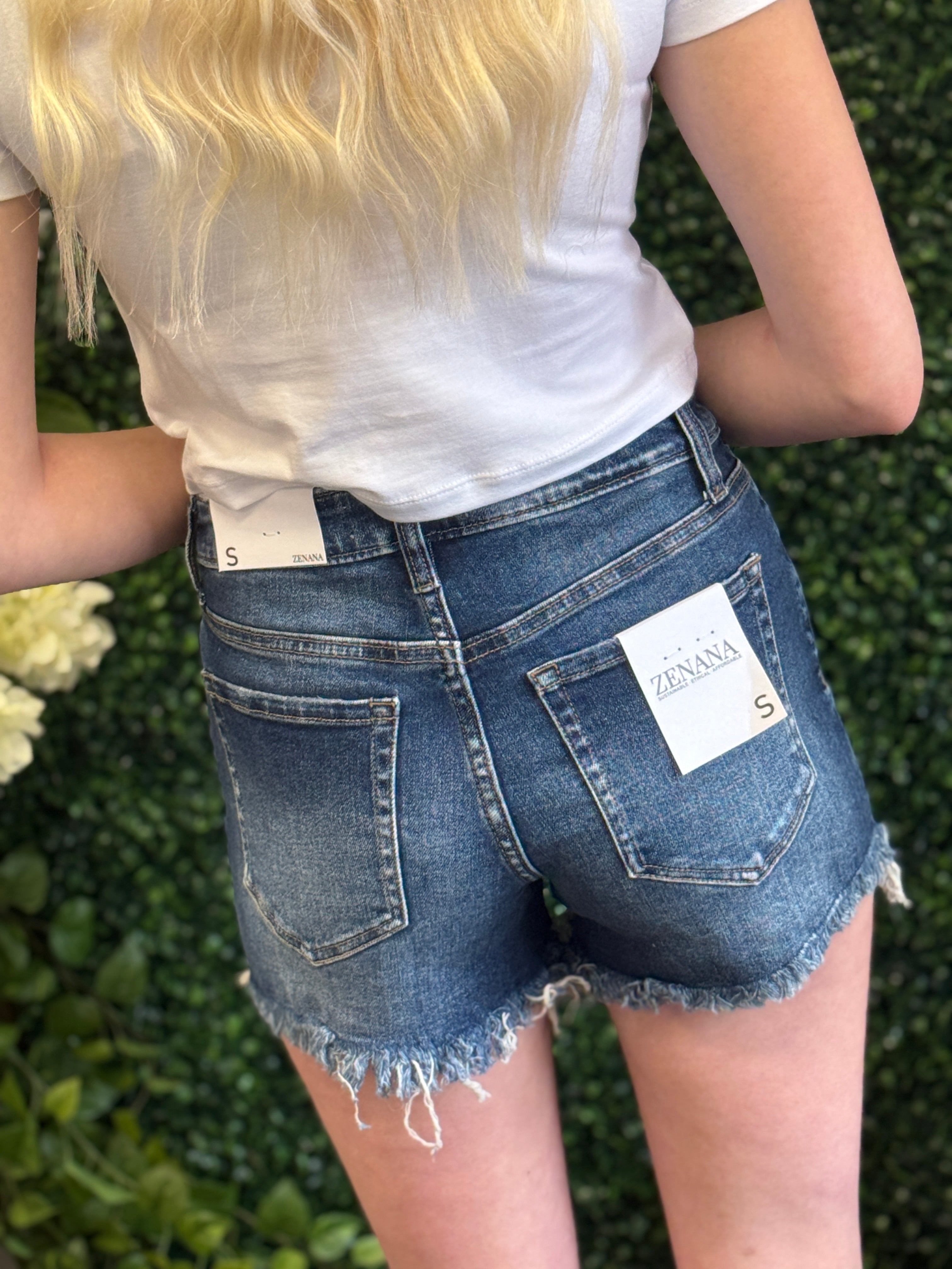 Frayed Hem Denim Shorts