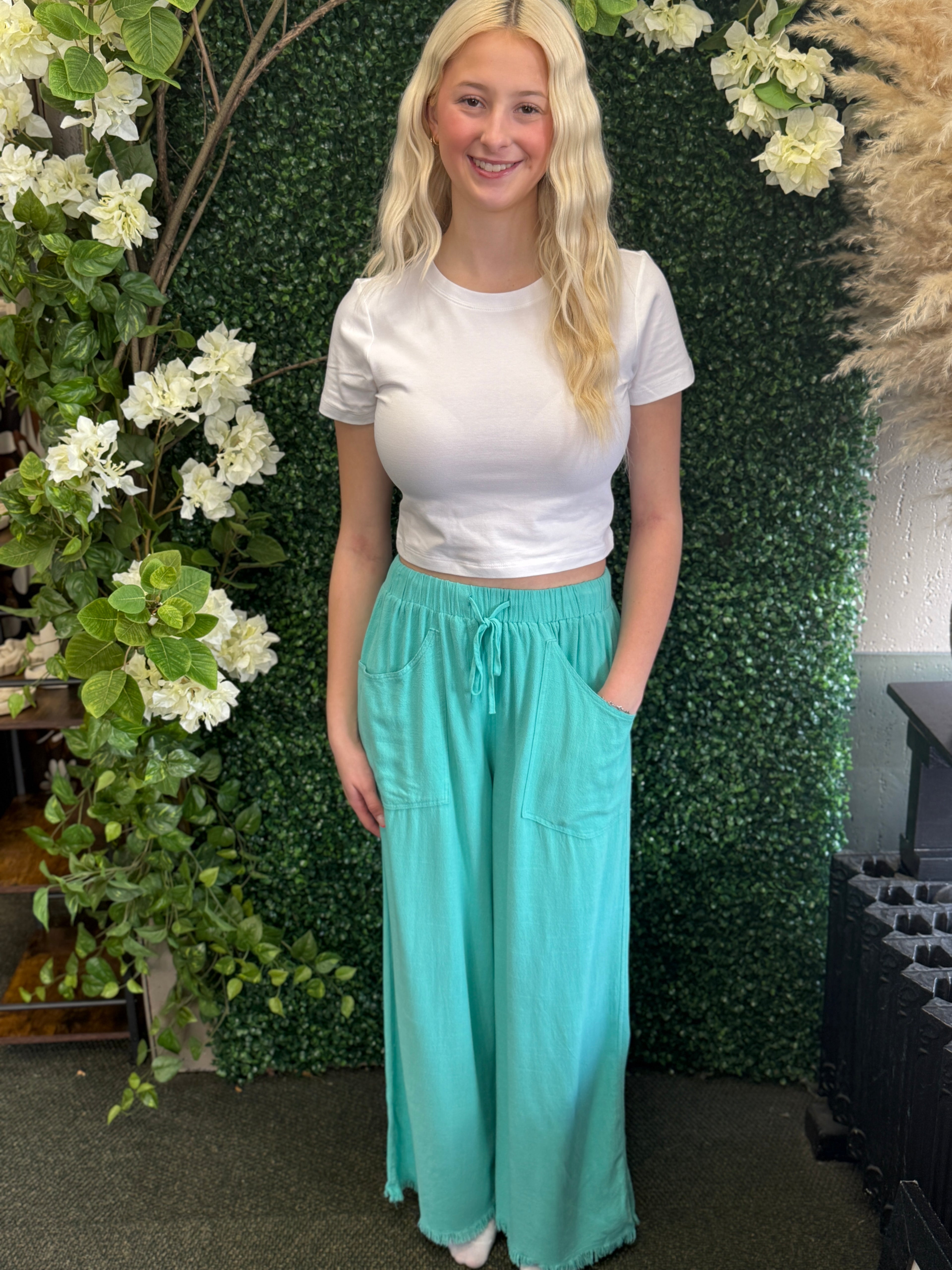 Frayed Cropped Wide Leg Pants