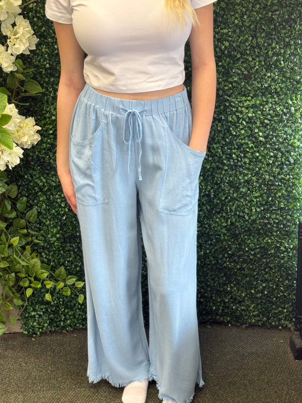 Frayed Cropped Wide Leg Pants