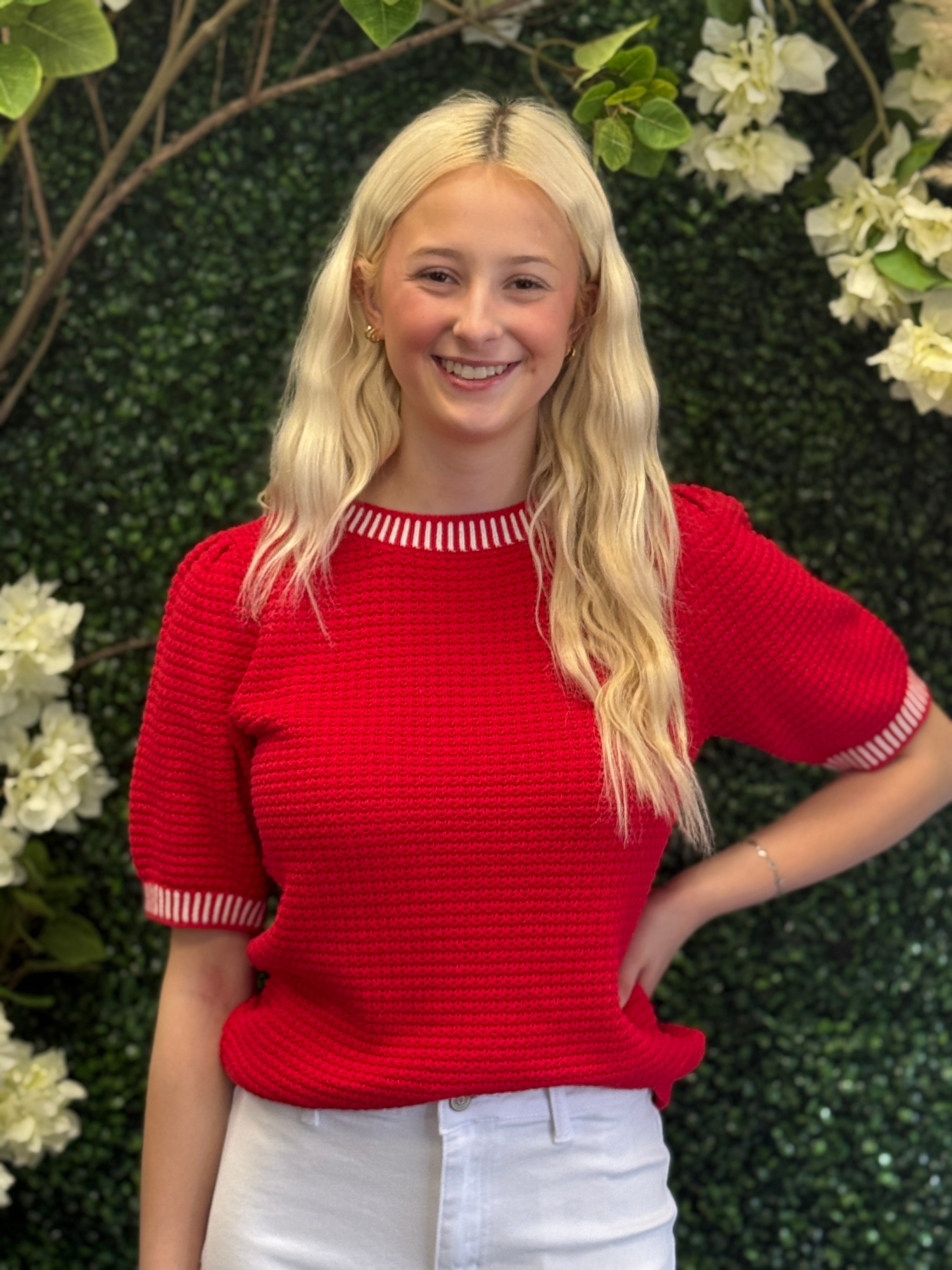 Red Waffle Texture Top