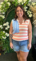 4th Of July Mood Weaved Sweater Top