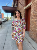 Plus Size Tropical Leaf Print Raglan Mini Dress W Necklace