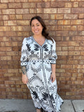 Plus Size Flower Print Maxi Dress