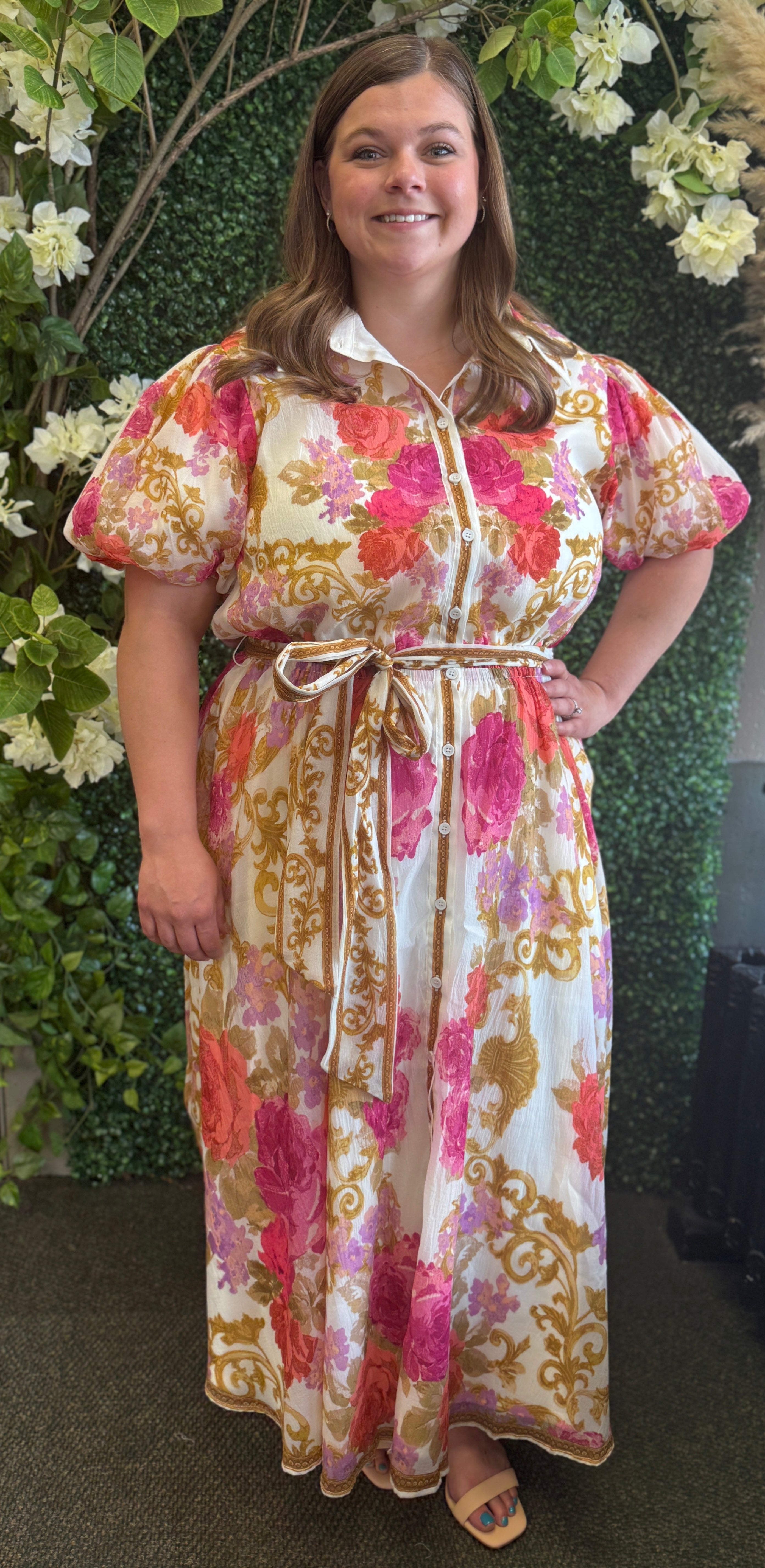 Printed Woven Midi Dress