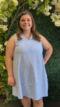 Blue Striped V-neck Sundress