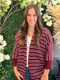 Burgundy Striped Knit Cardi