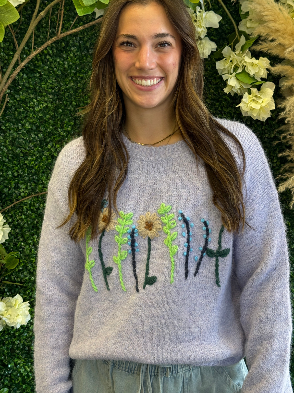 Floral Embroidered Knit Sweater