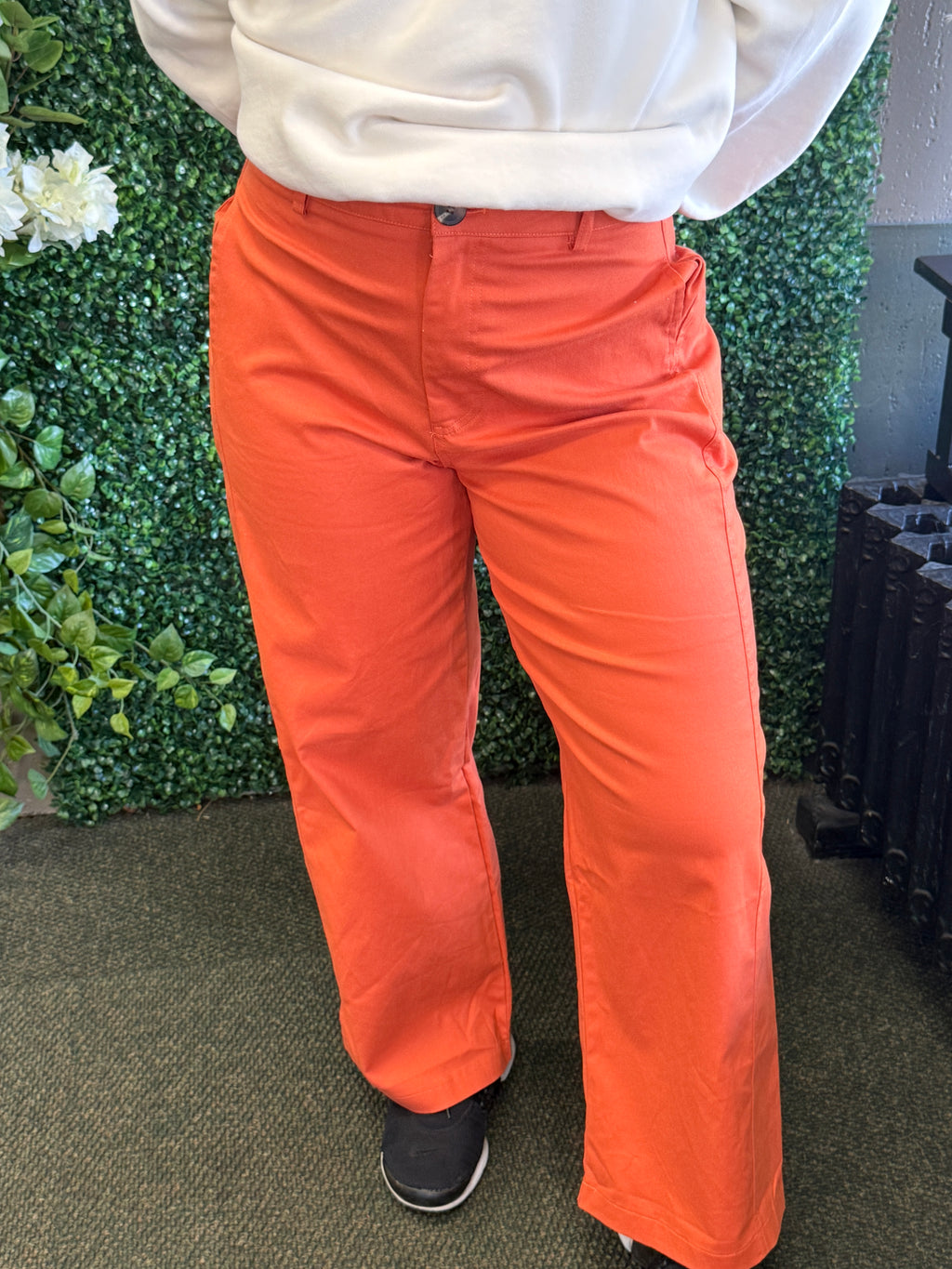 High Waisted Side Pocket Stitched Linen Pants