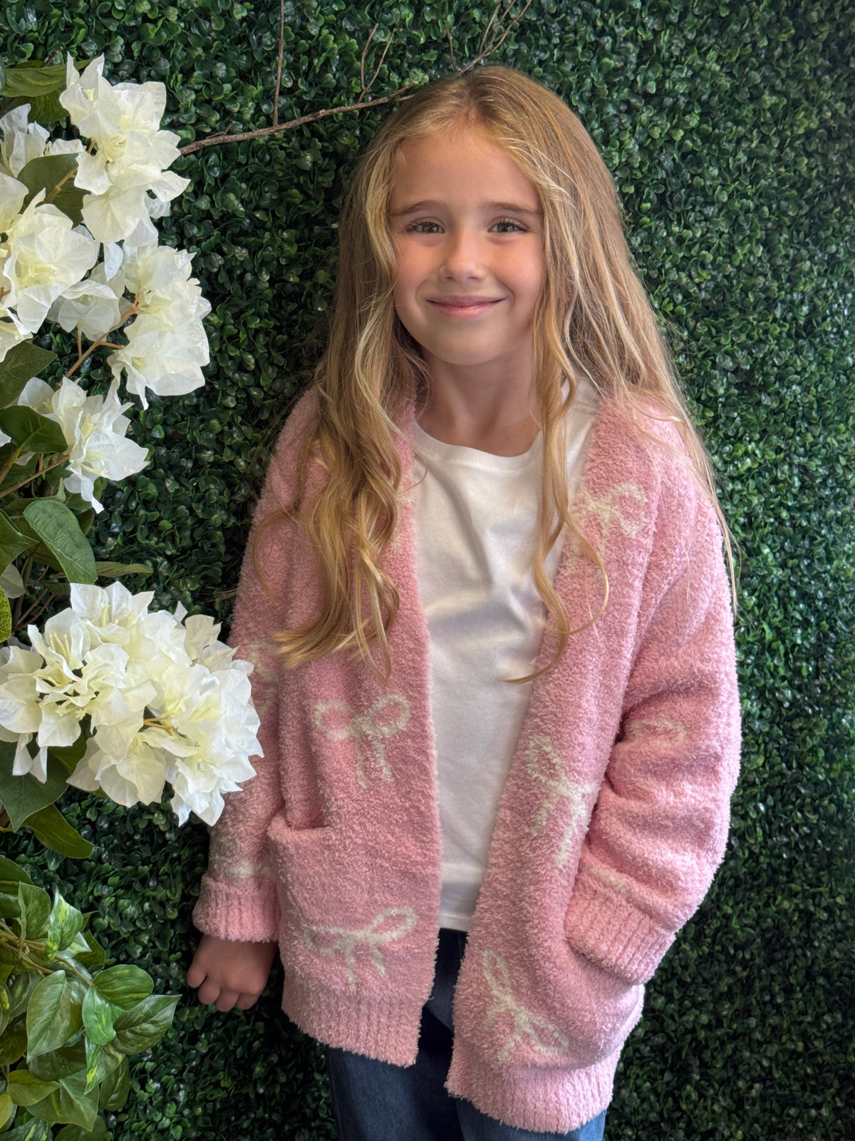 PInk Bow Cozy Cardi