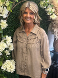 Textured Button Down Blouse