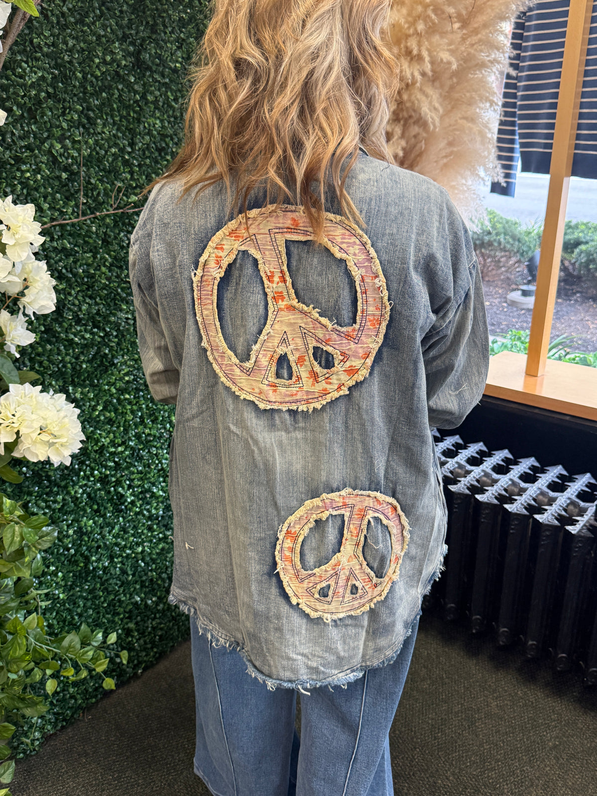 Peace Patwork Denim Shir