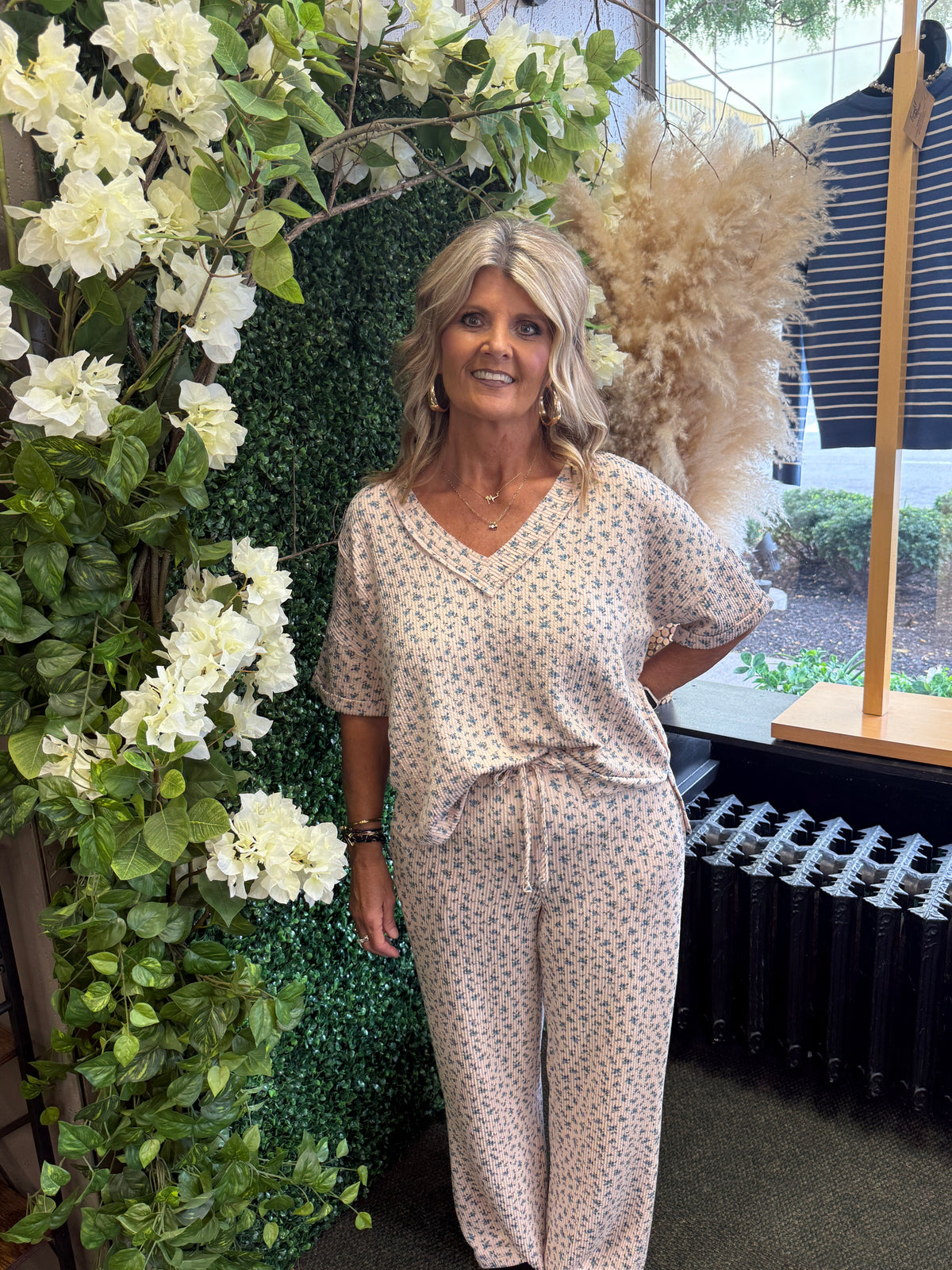 Ditsy Floral Rib Knit Lounge Set