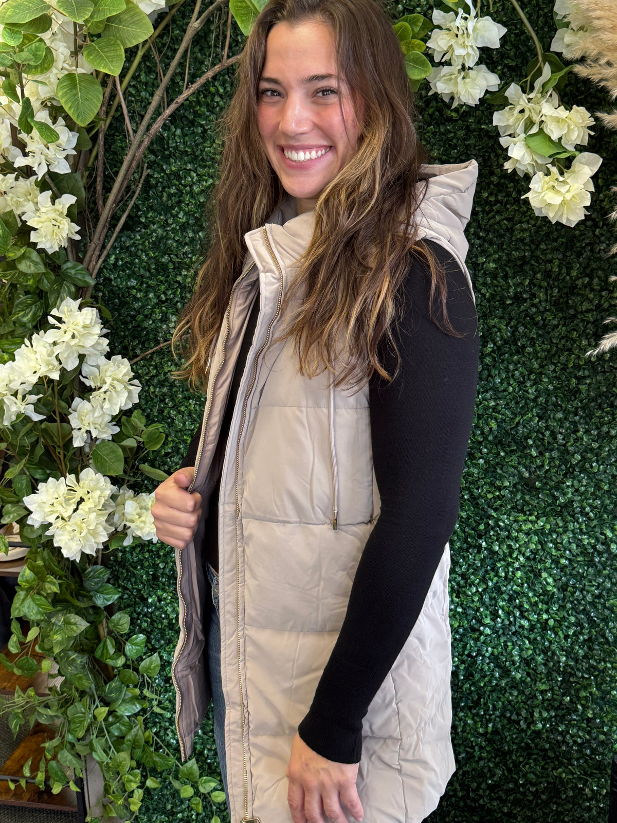 Long Hooded Puffer Vest