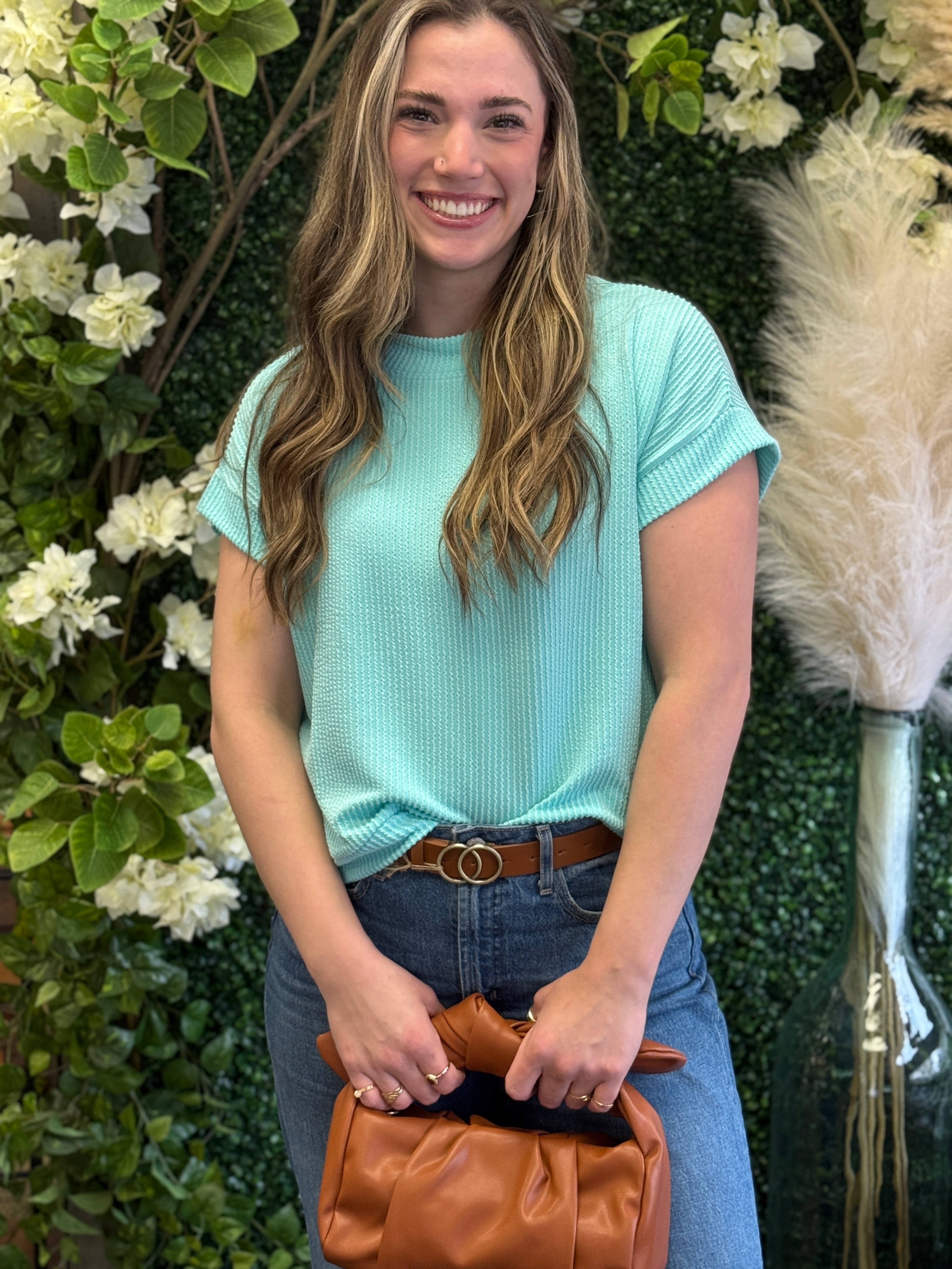 RAISED RIB CAP SLEEVE TOP