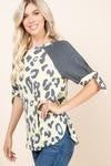 pink animal print bow tie sleeve top