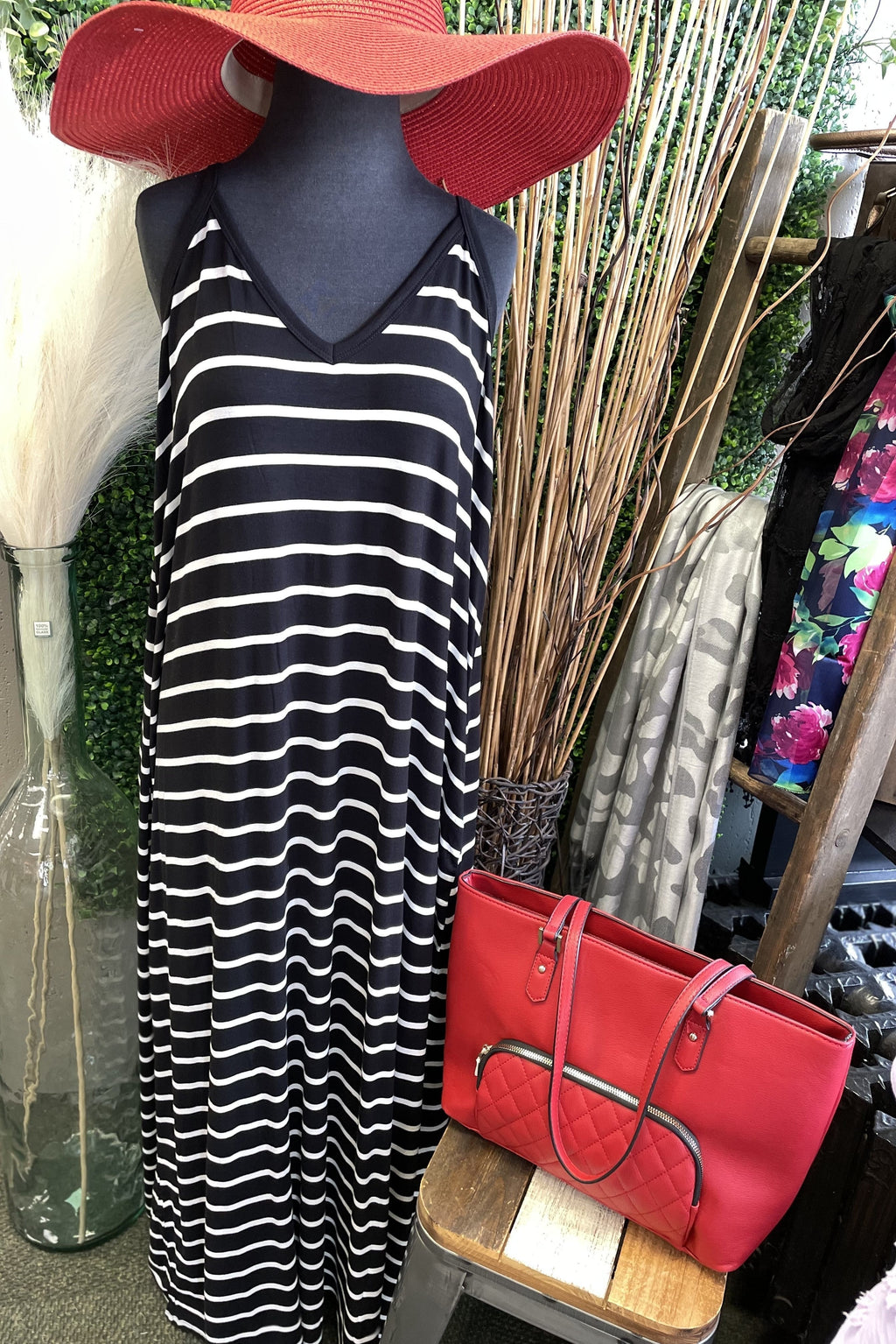 Striped Cami Maxi Dress w/ Pockets