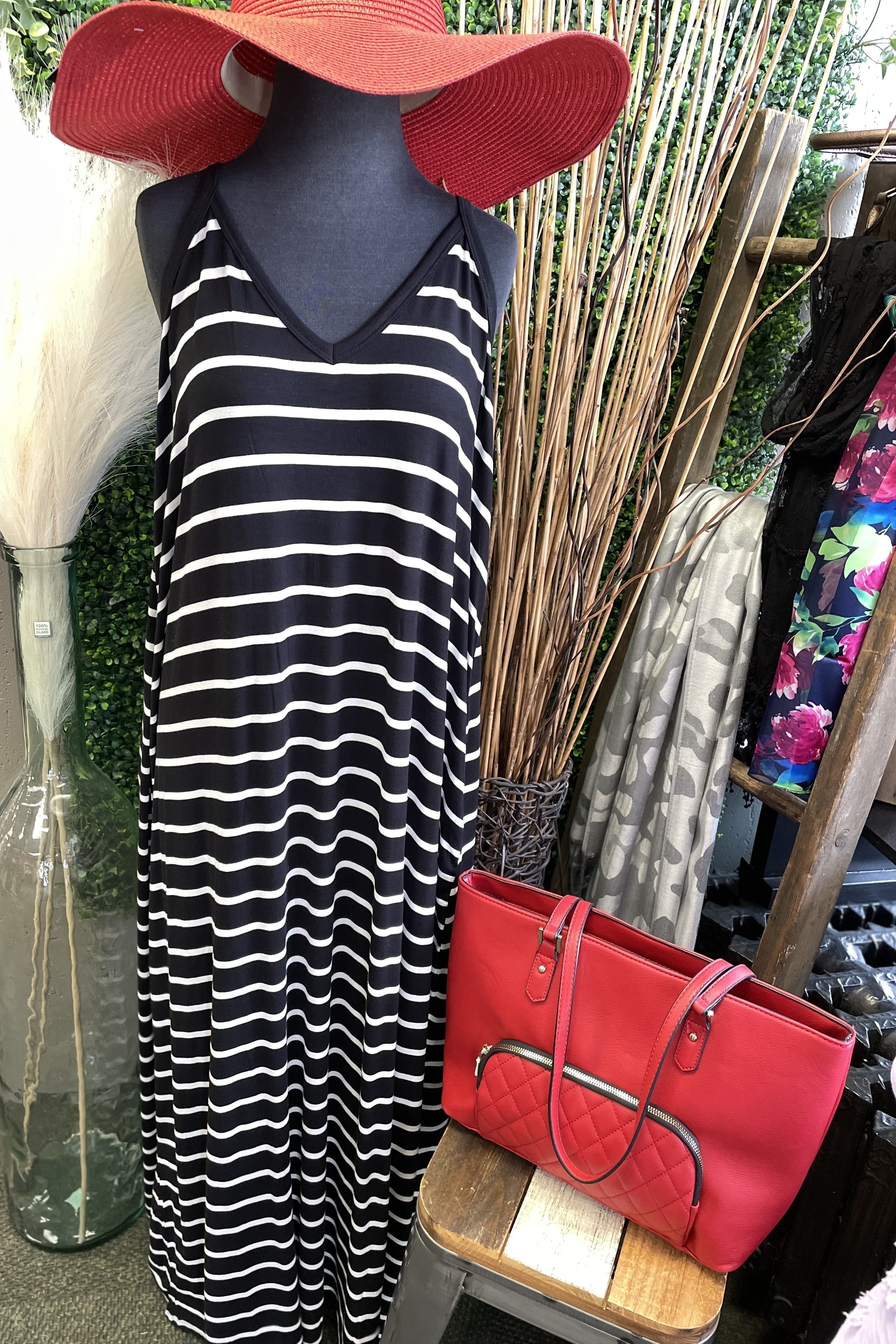 Striped Cami Maxi Dress w/ Pockets