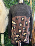 Rib Puff Sleeve Leopard Top