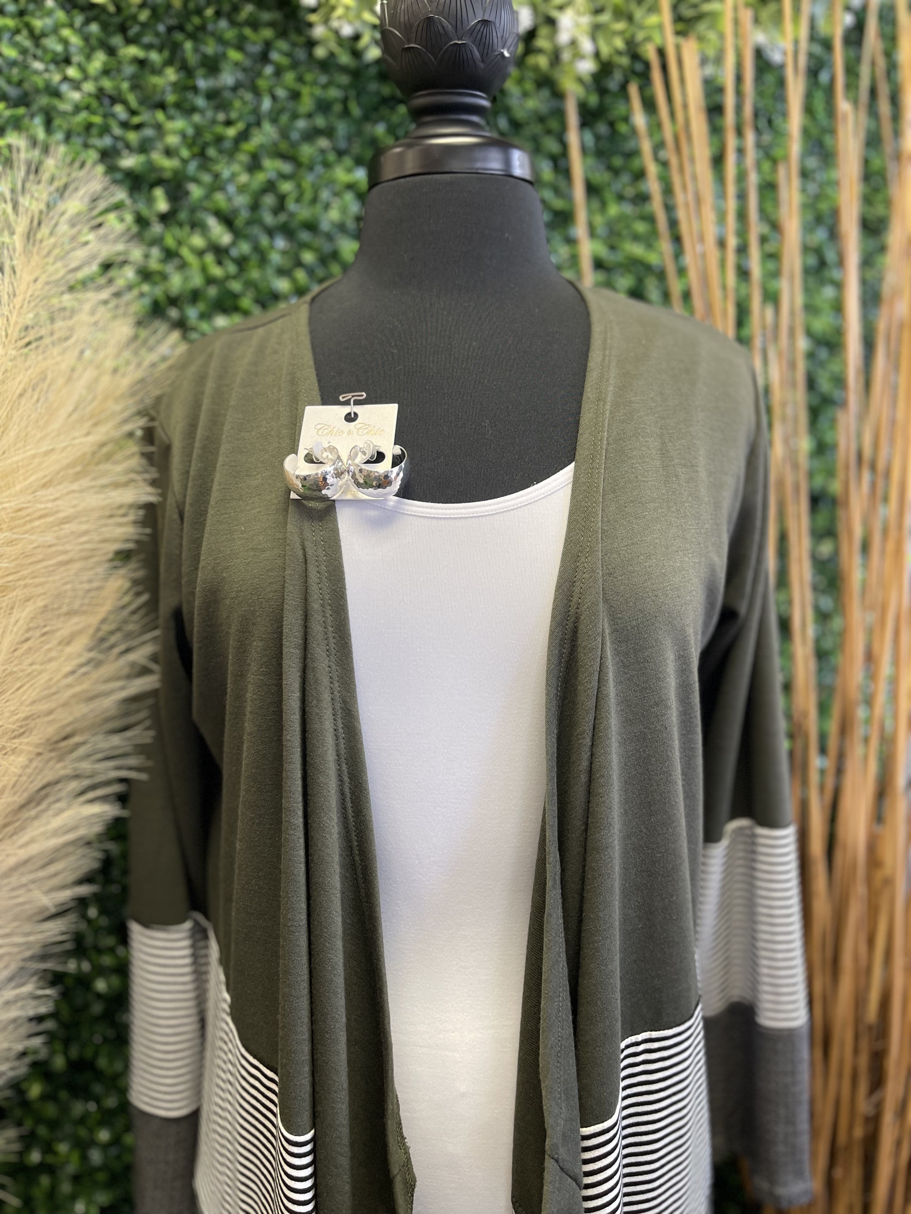 Color Block Striped Cardi