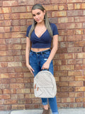 Navy Short Sleeve Crop Top