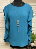 Ruffled Blouse w/ Keyhole Back