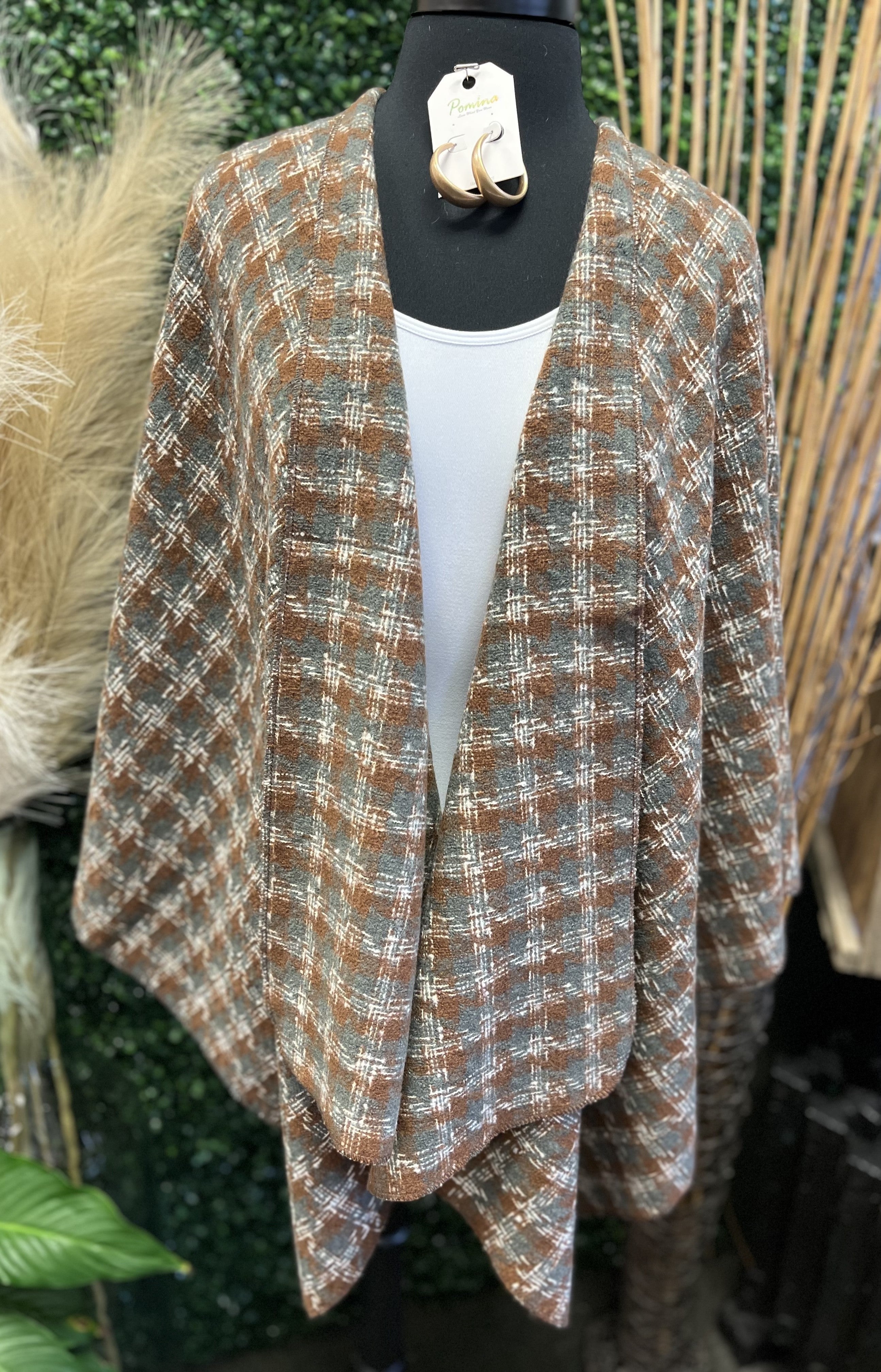 Houndstooth Pattern Ruana-2