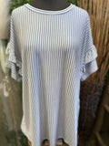 Pin Stripe Jersey Tiered Ruffle Top