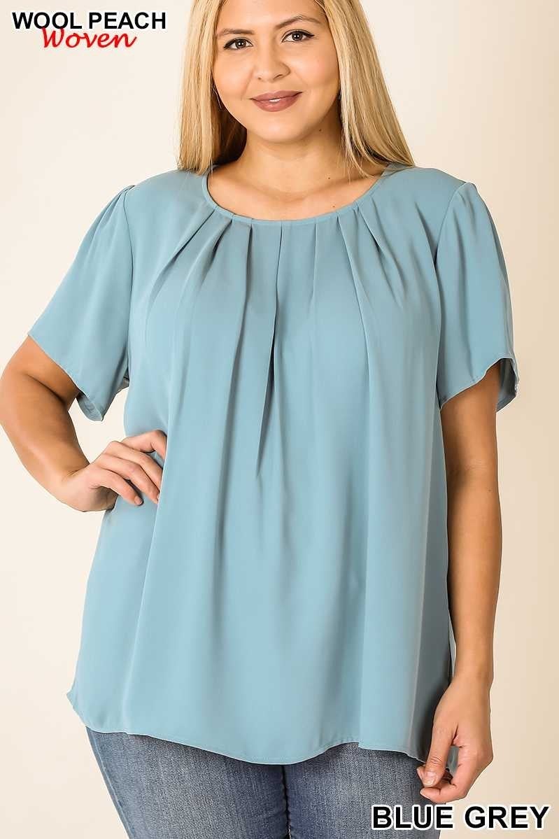 Pleated short sleeve top