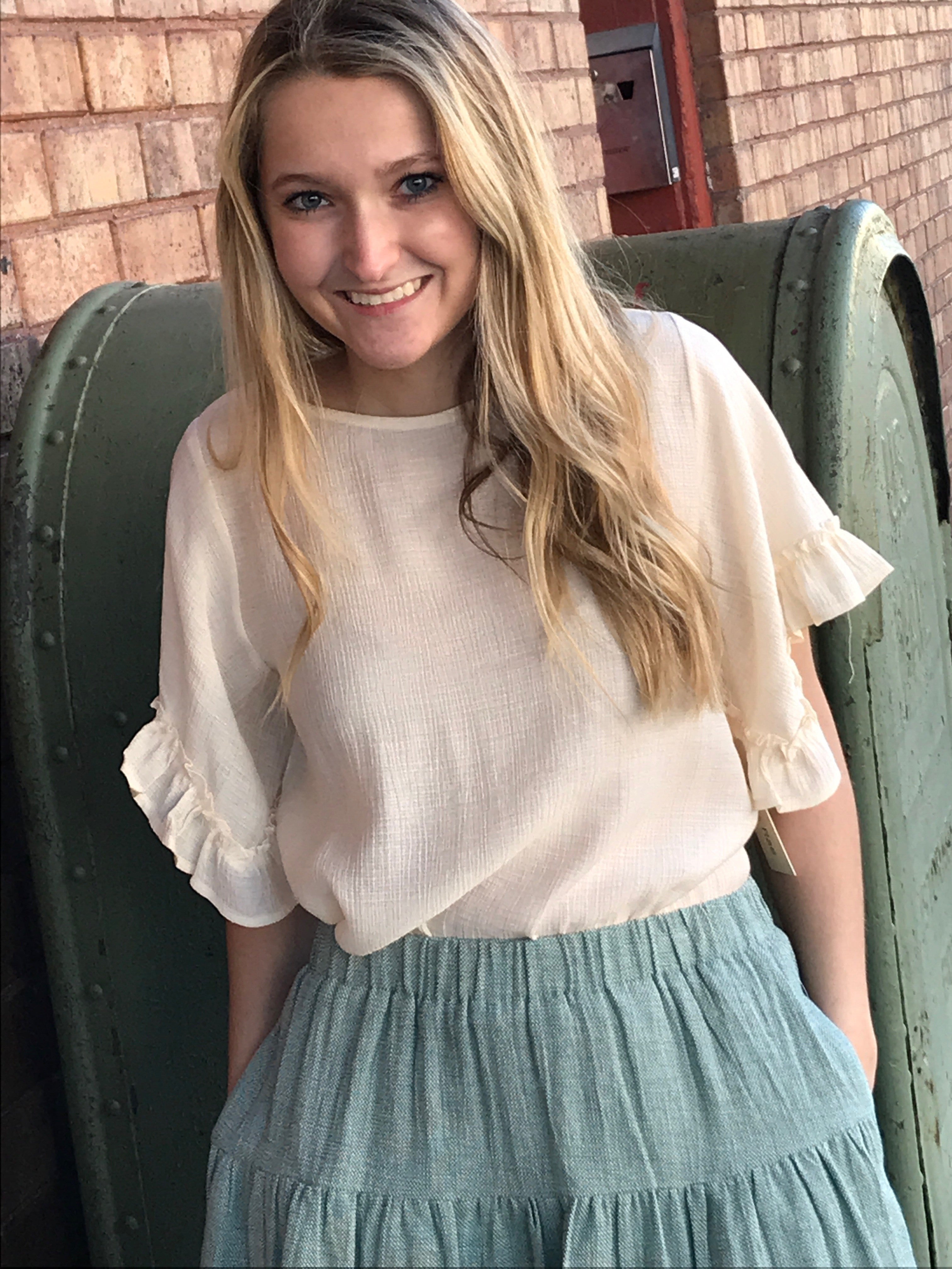Ruffled Open Sleeve Blouse