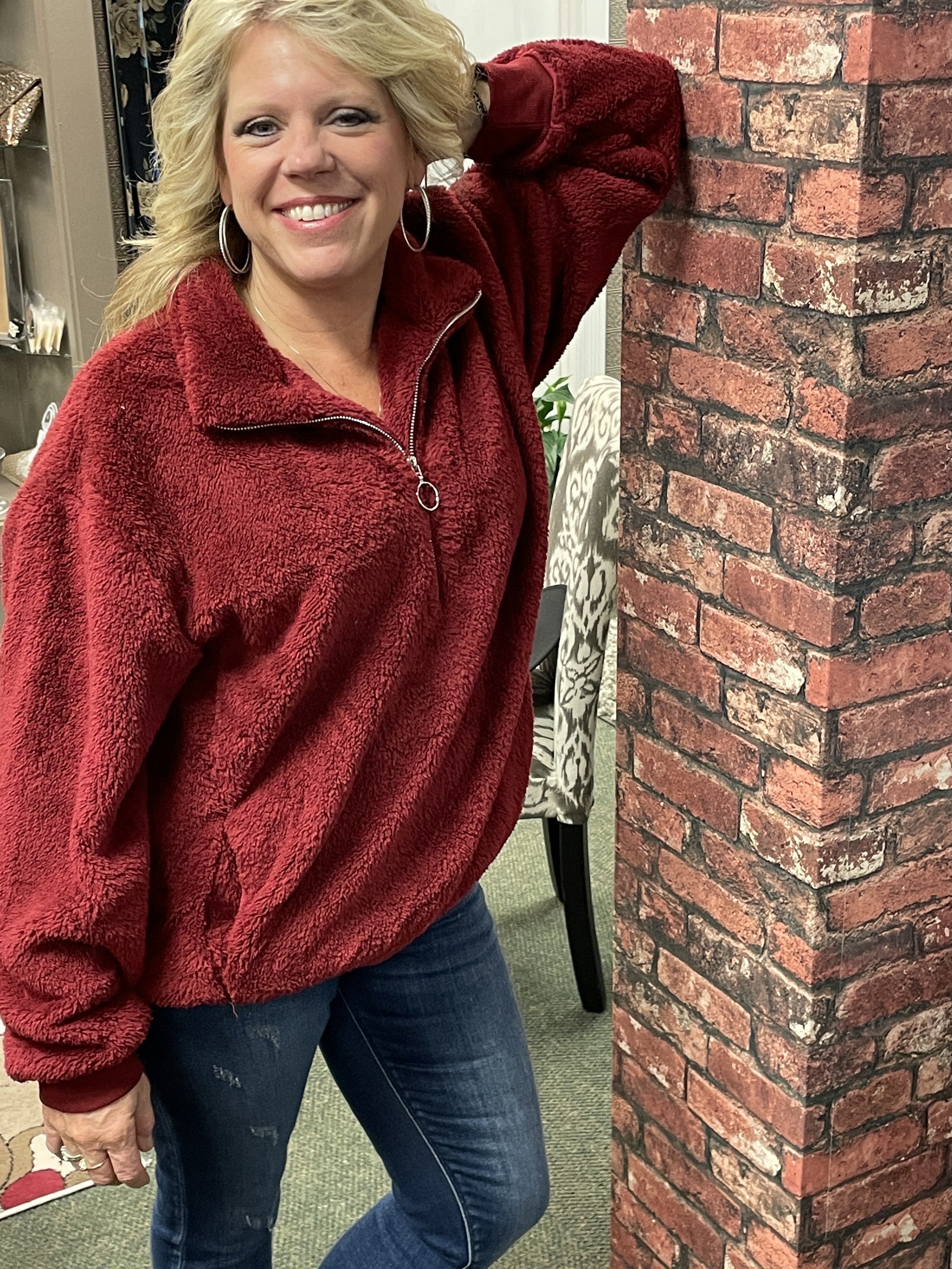 Fuzzy Pocket Zipper Jacket
