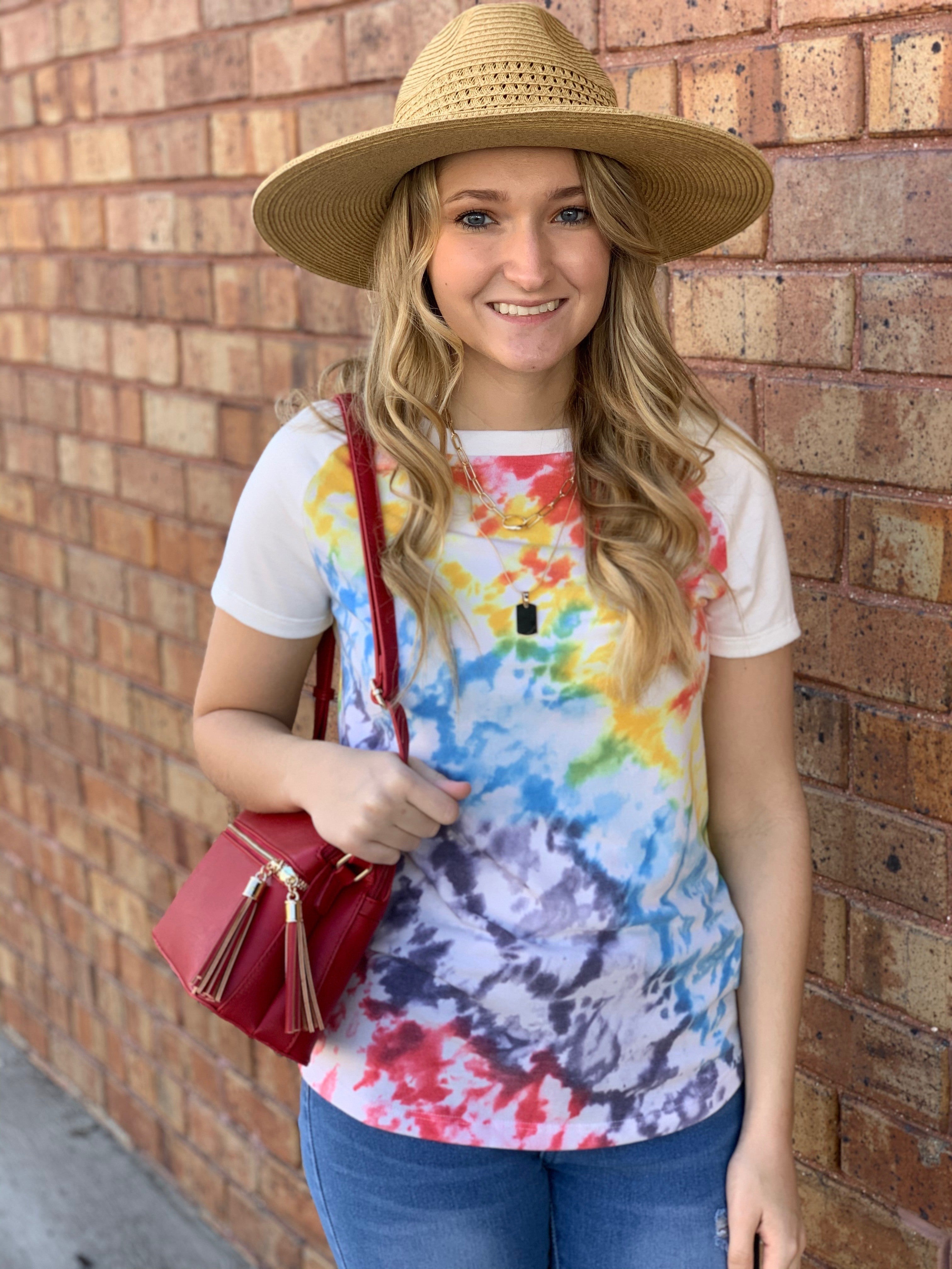 yellow tie dye top