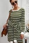 khaki striped long sleeve dress