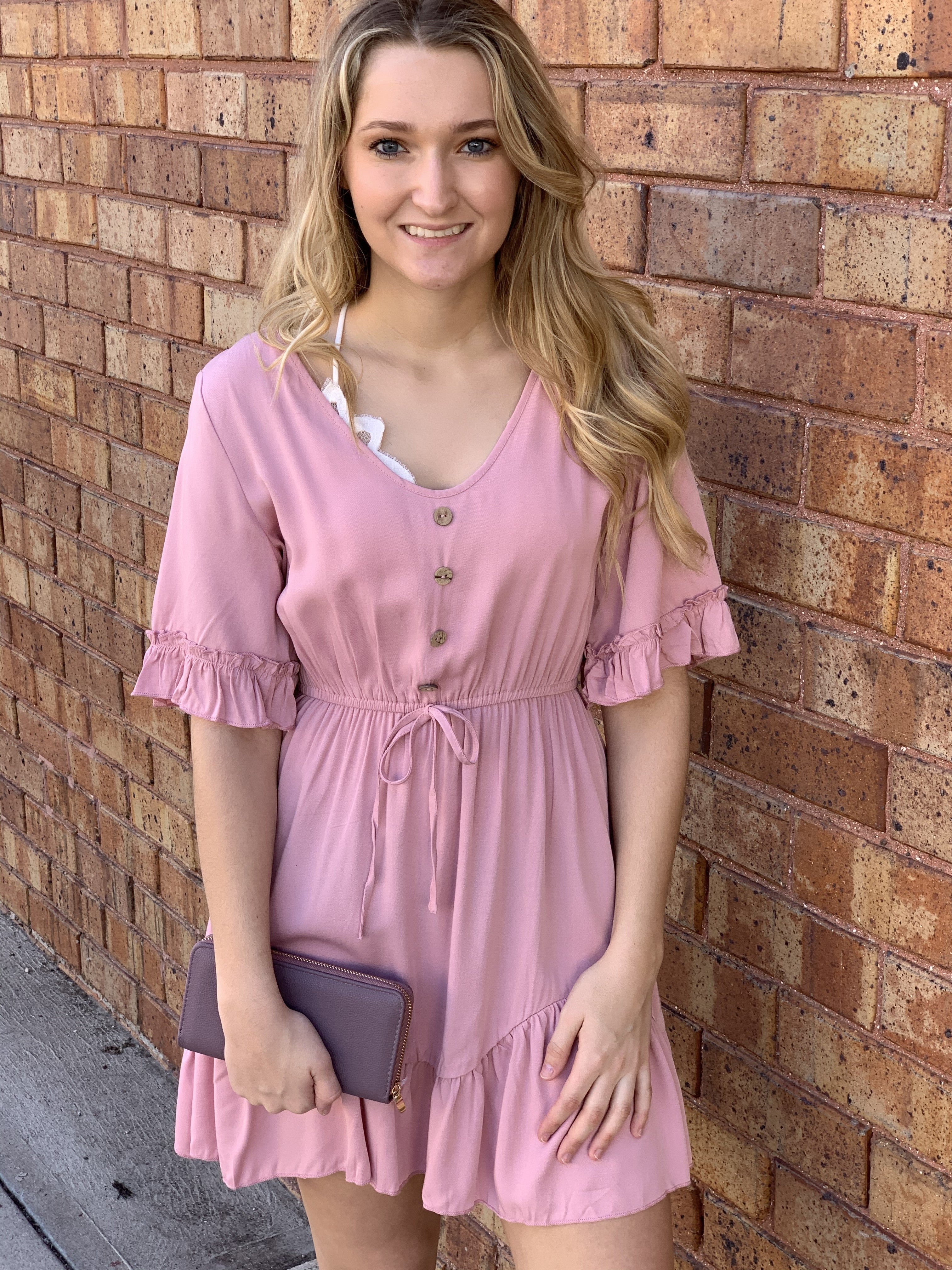 Pink Cinched Waist Dress