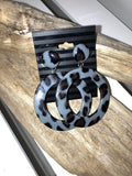 Gray leopard post earrings