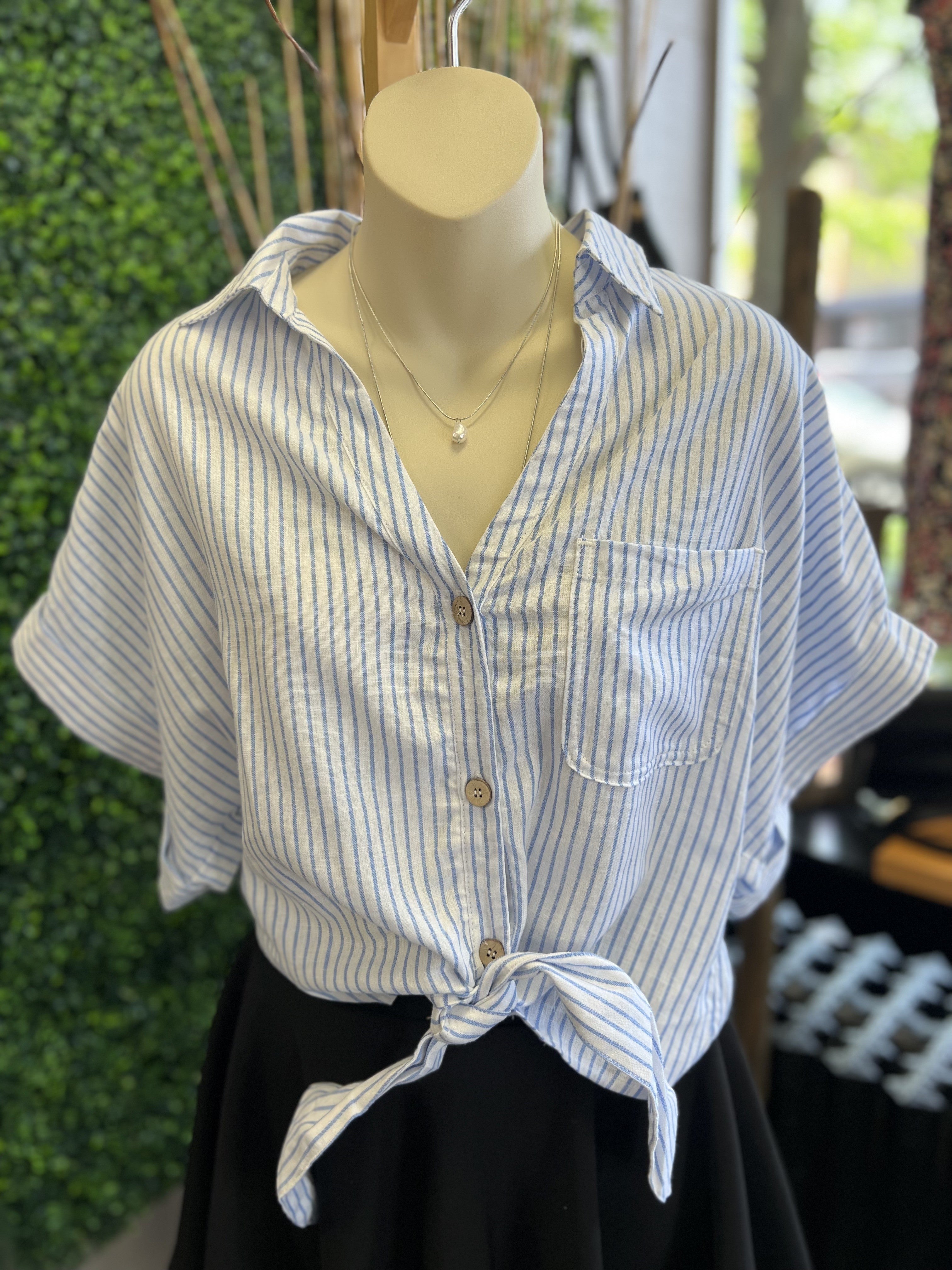 Linen Tie Waisted Shirt