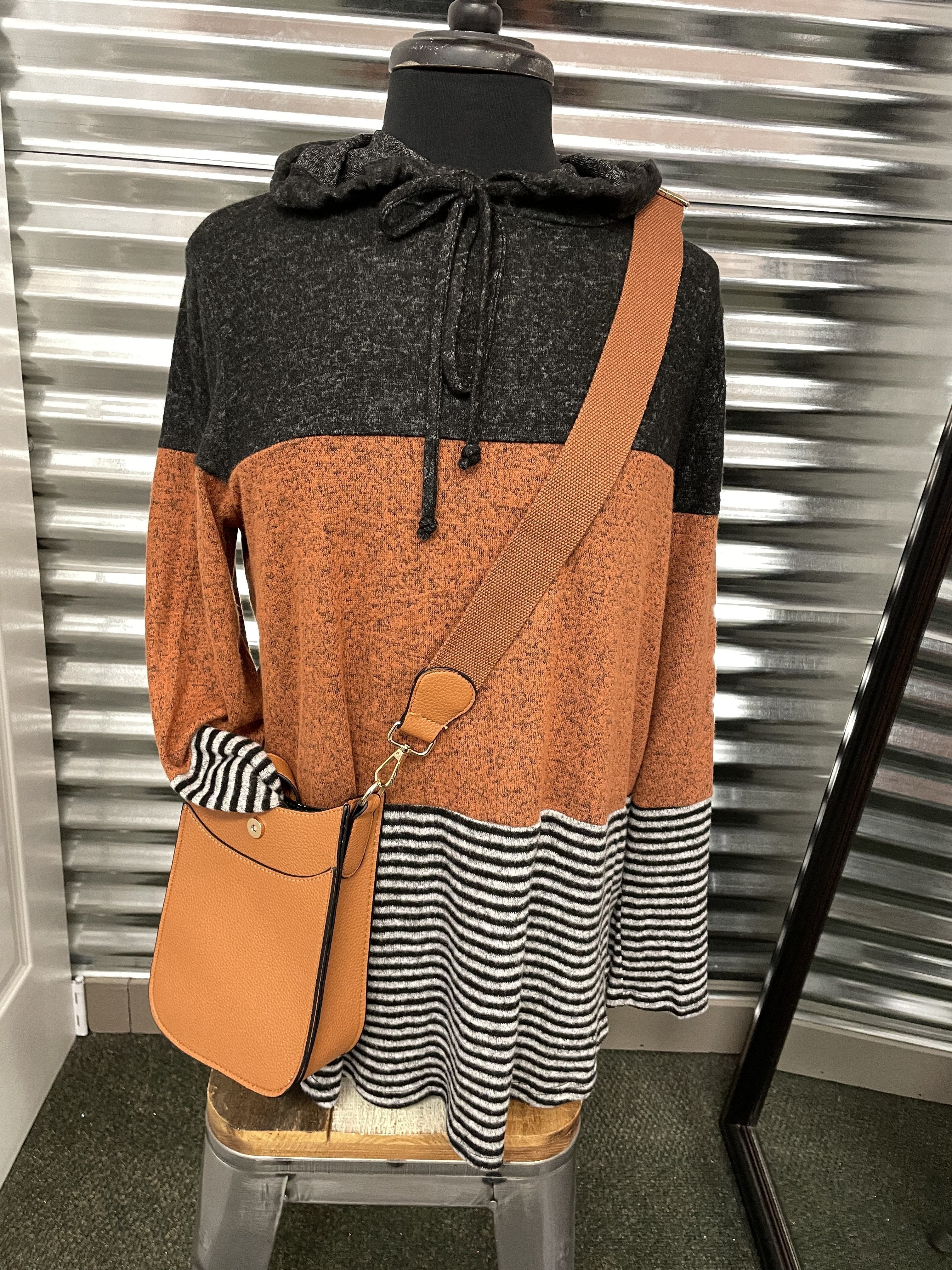 Hacci Brushed Color Block Hoodie