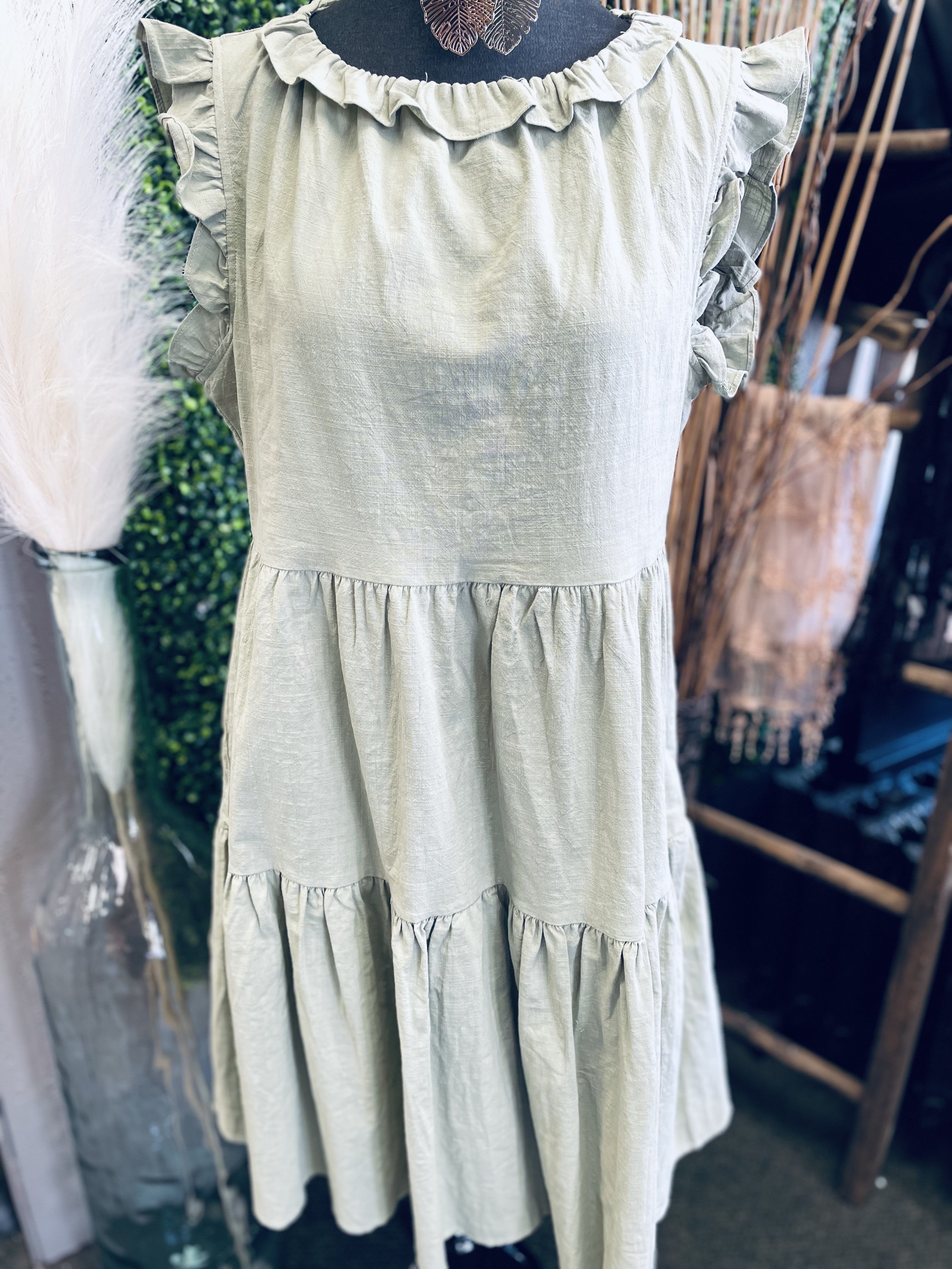 Ruffle Cap Sleeve Tiered Dress