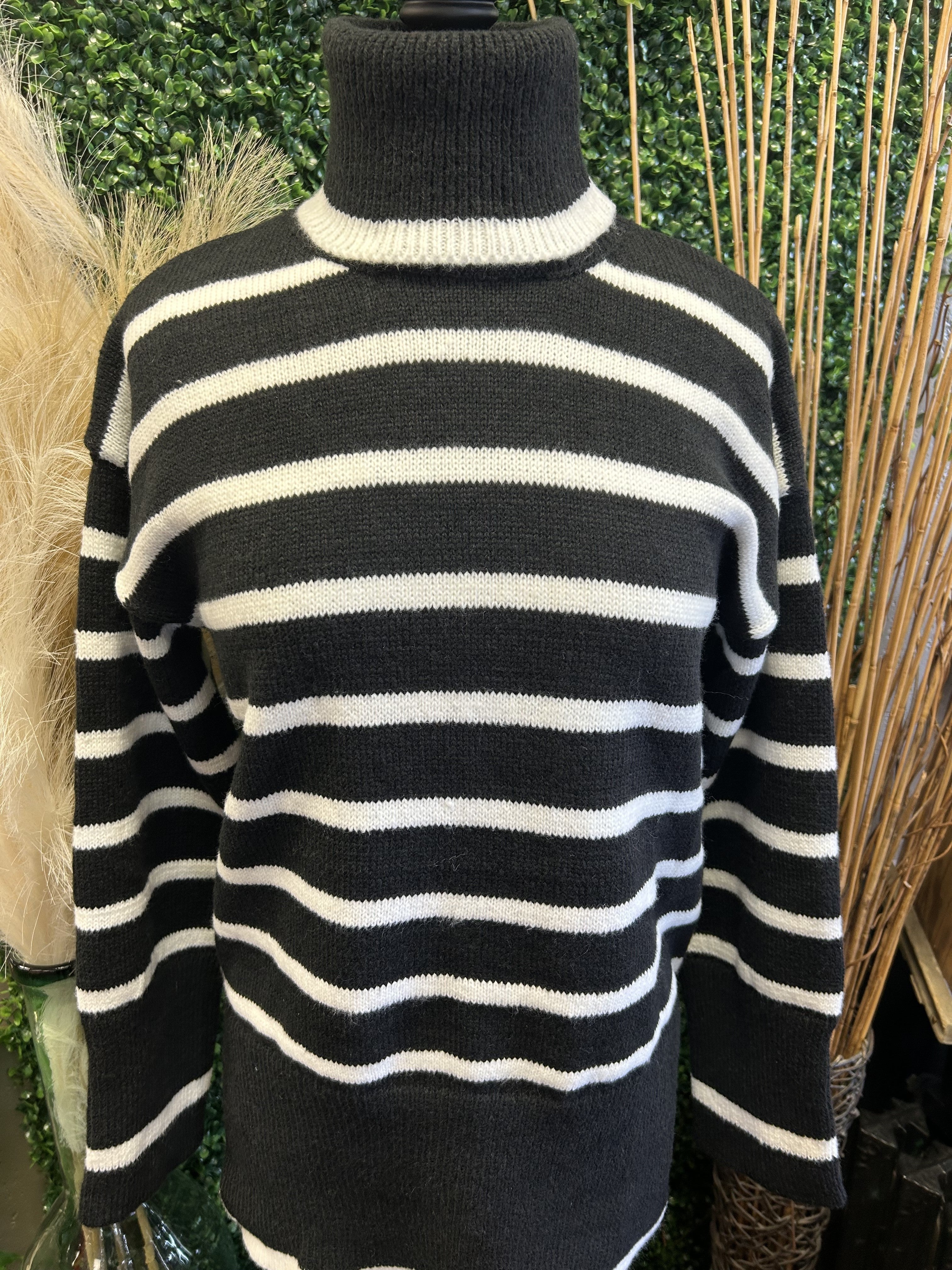 Turtleneck Striped Loose Sweater