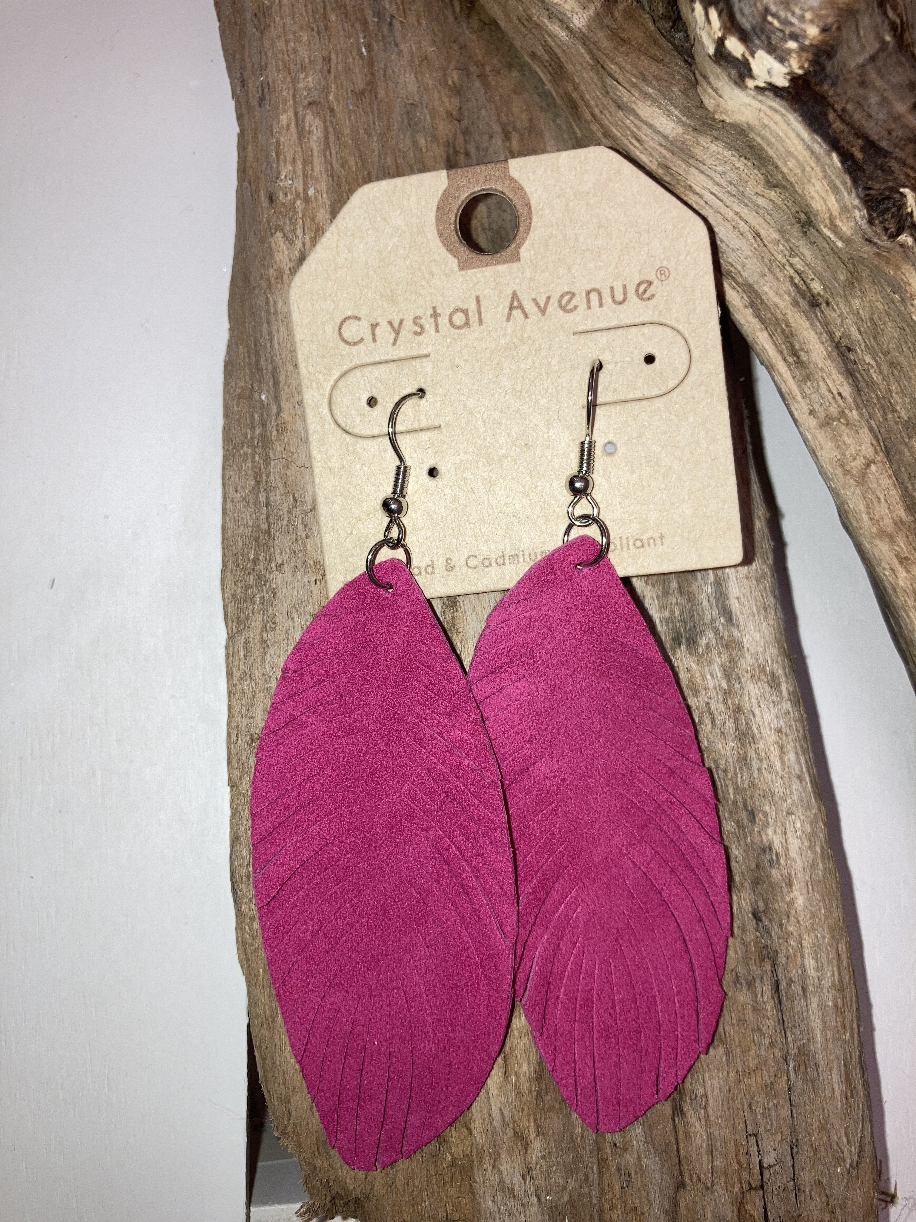 Hot pink feather earrings