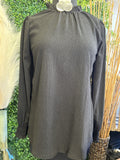 Ruffled Neckline Top w/ Smocking Sleeve