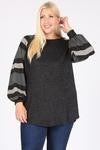Plus size Bubble Sleeves Striped print