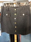Black button down denim skirt