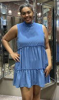 Ruffle Neck Sleeveless Dress