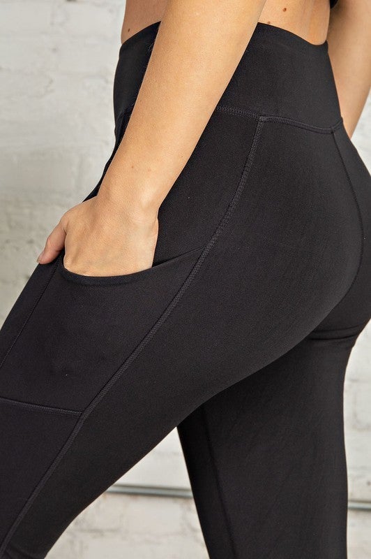 Black Full Length Compression Leggings w/Pockets