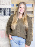 Brown Bubblegum V-neck Knit Sweater