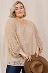 Taupe Lace V Neck Blouse