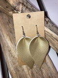 gold leather leaf earrings