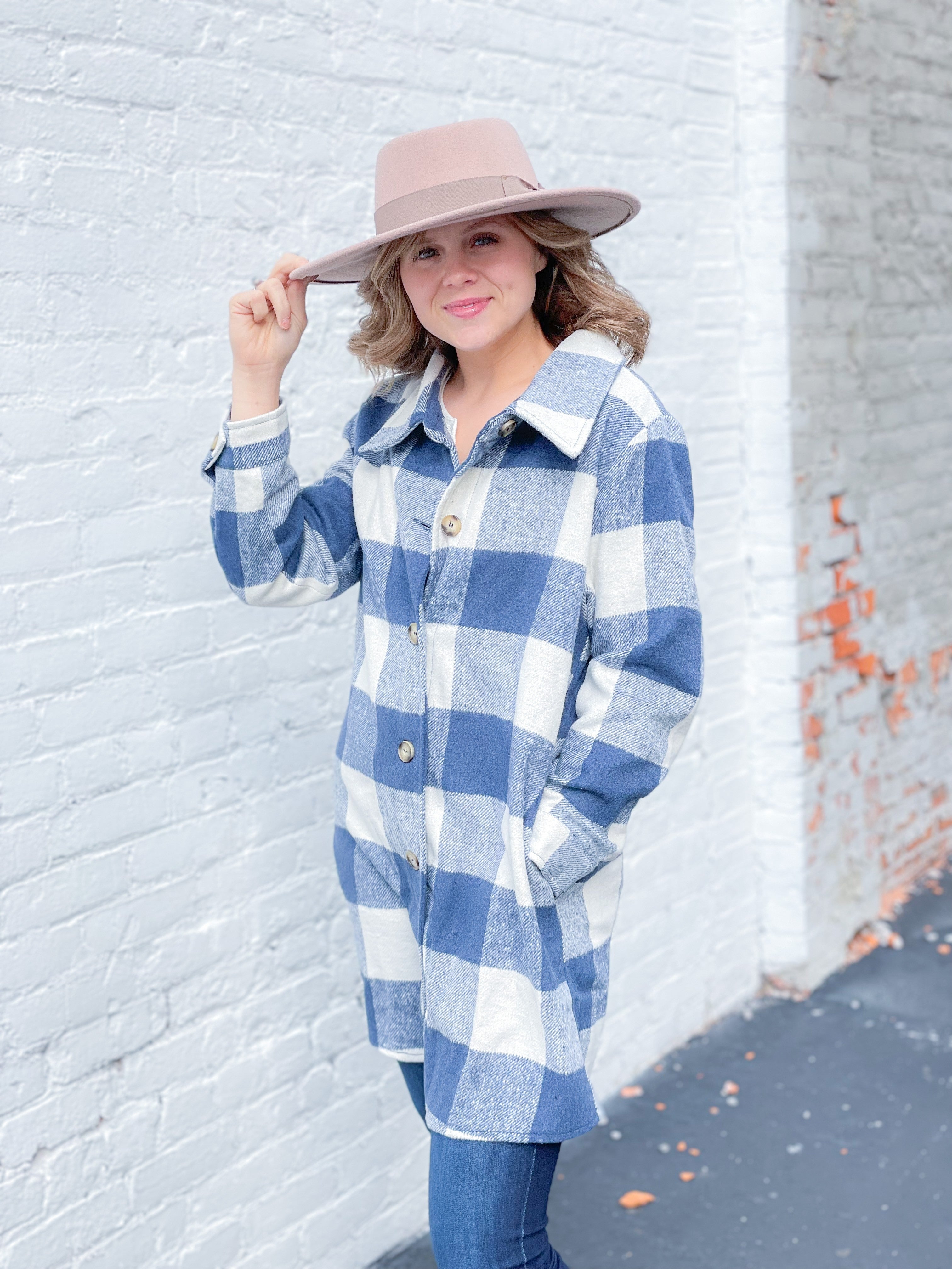 Denim Plaid Long Shacket