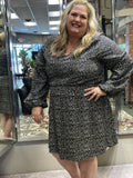 Black Printed Long Sleeve Dress