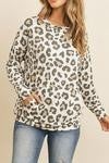 Kangaroo pocket long sleeve Leopard print top